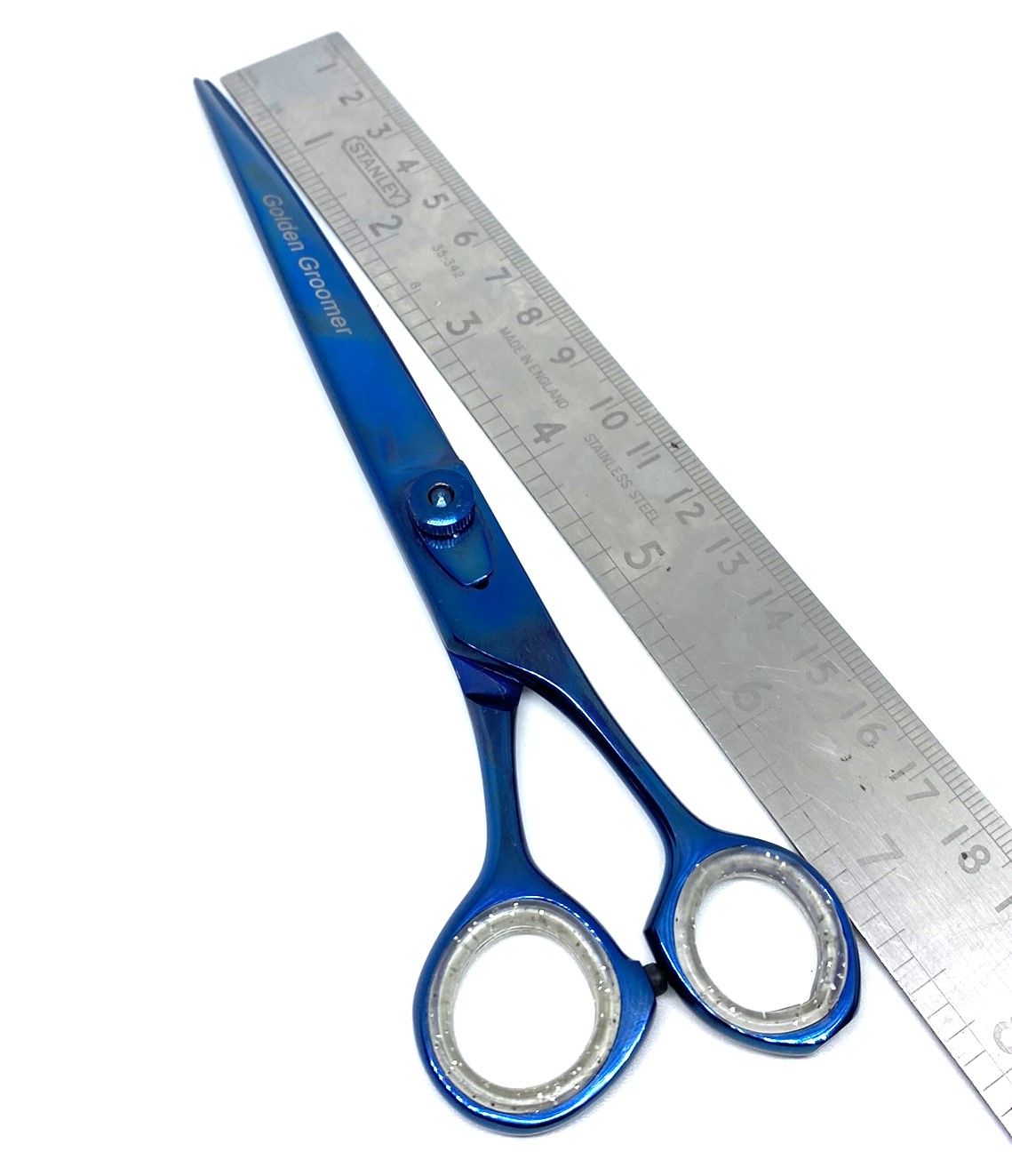 Tesoura Reta Navalha 7,5&quot; Azul Golden Groomer