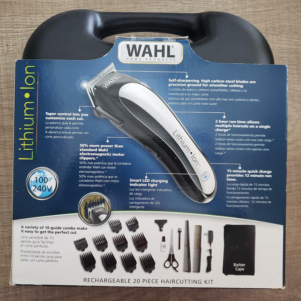 Máquina de Corte Sem Fio Wahl Lithium ION Bivolt Kit 20 Peças