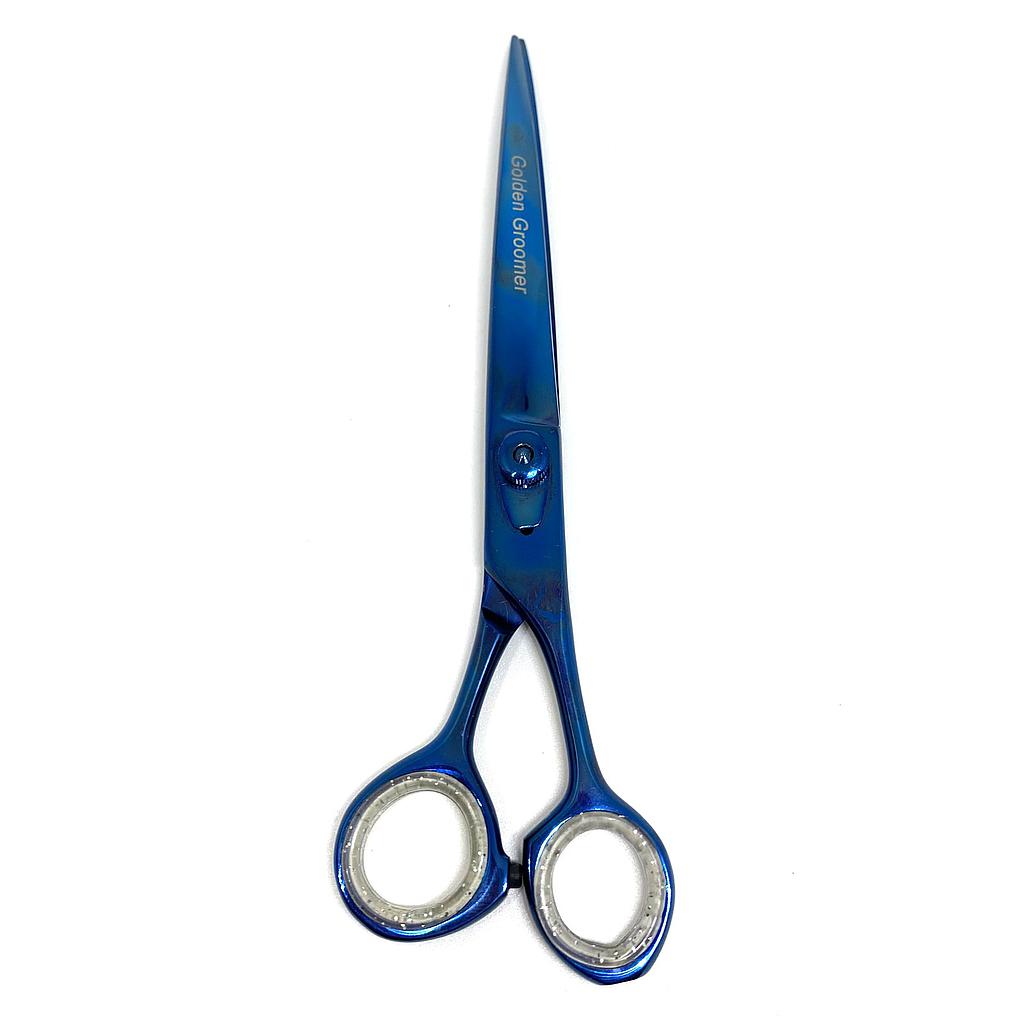 Tesoura Reta Navalha 7,5&quot; Azul Golden Groomer